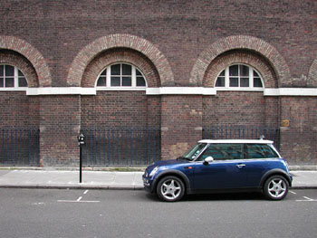 The new Mini Cooper, on display in the Theatre District.