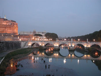 Lights on a bridge.